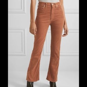 Agile burnt orange corduroy high rise flare pants